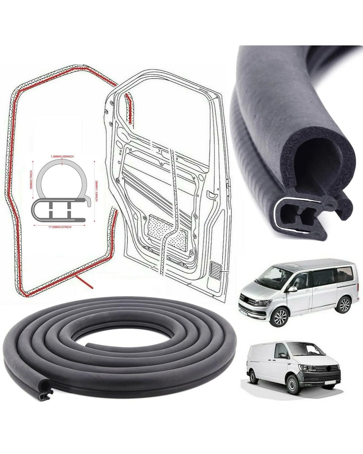 OEM 7H0847758AK Seal VW T5 T5.2 T6 Sliding Window Seal - Modified